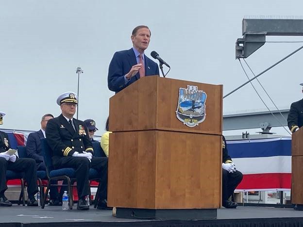 U.S. Senator Richard Blumenthal (D-CT) attended the commissioning ceremony for the USS Oregon.